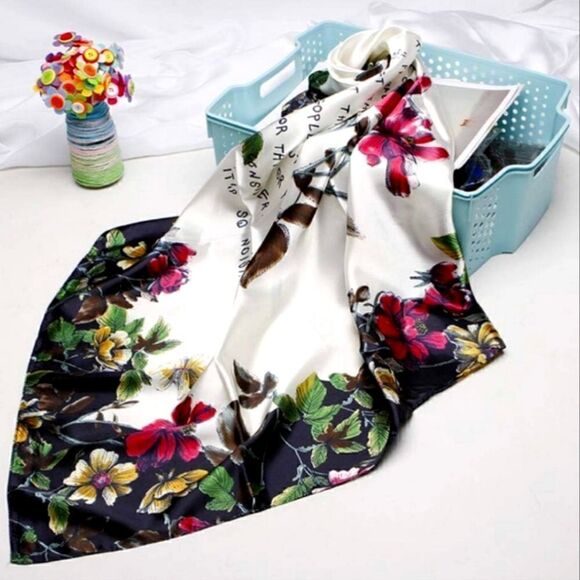 Fashion Head Scarf Headwraps for Women Silky Scarf Female Satin Print 35 x 35 in - Picture 9 of 13